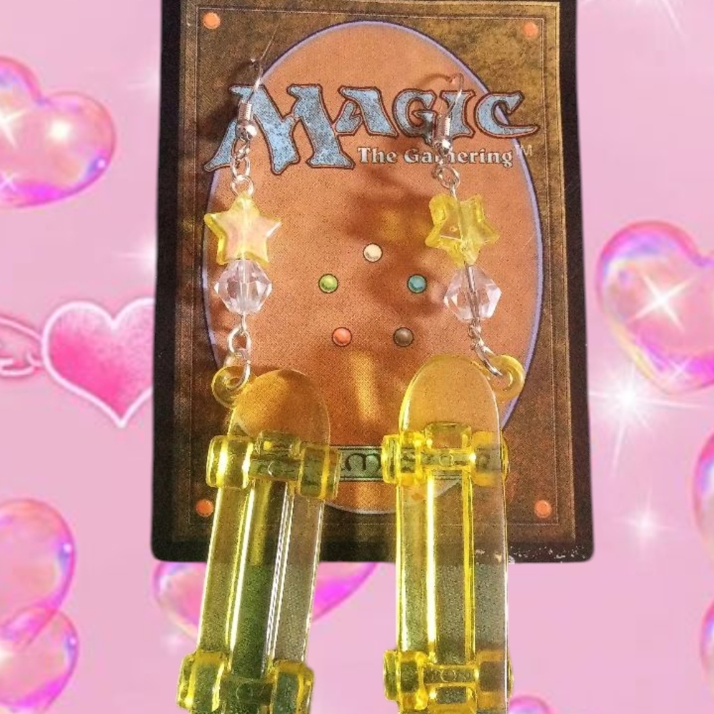 Yellow Star Skateboard Earrings